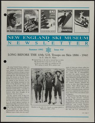 New England Ski Museum Newsletter, No. 30, Summer 1992