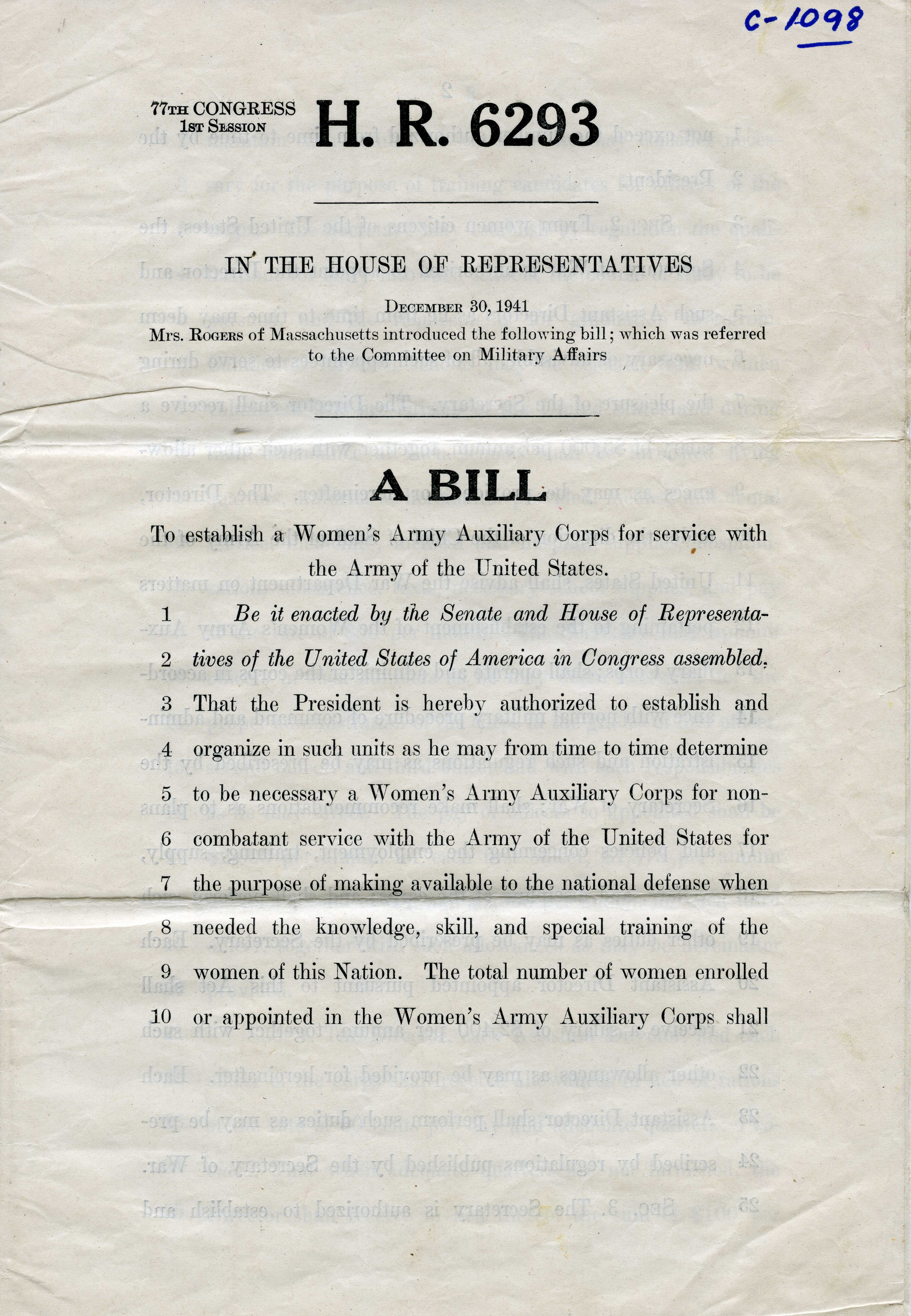 Women's Army Auxiliary Corps Created