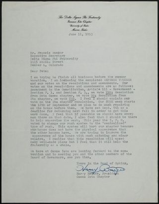 Harry Brizee to Pete Letter, June 11, 1953