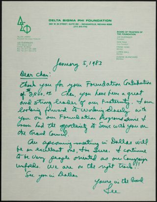 Lee to Chan Letter, January 5, 1983