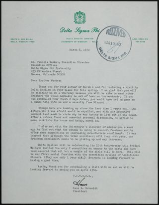 Hans K. Schmoldt to Brother Wacker Letter, March 6, 1972