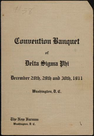 Convention Banquet of Delta Sigma Phi Program, December 28-30, 1911