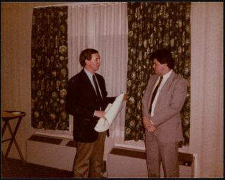 Allen James Presenting Alumni Charter to Brian Paonessa Photograph, 1983
