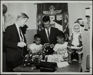Carl Johnston and Gus Mossett Boy's Club Christmas Photograph, December 9, 1964