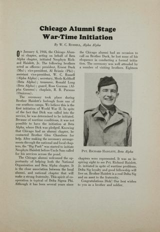 Chicago Alumni Stage War-Time Initiation