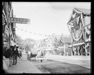 Main Street decorated with bunting