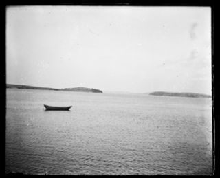 Eggemoggin Reach from North Deer Isle with snowy boards in foreground