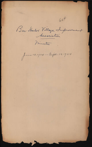 Bar Harbor Village Improvement Association Meeting Minutes, 1914-1924