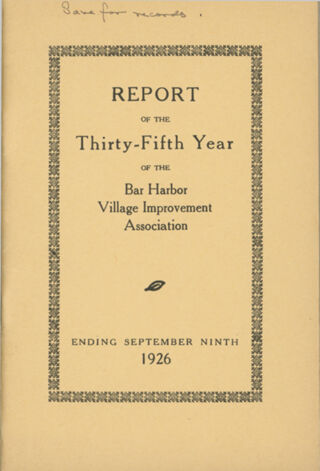 Thirty-fifth Annual Report of the Bar Harbor Village Improvement Association, 1926