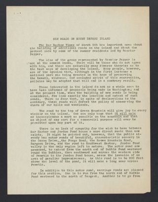 New Roads on Mount Desert Island Petition, c. March 26, 1924