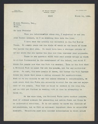 Barrington Moore to Harold Peabody Letter, March 14, 1924