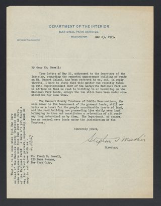 Stephen Mather to Frank B. Rowell Letter, May 23, 1925