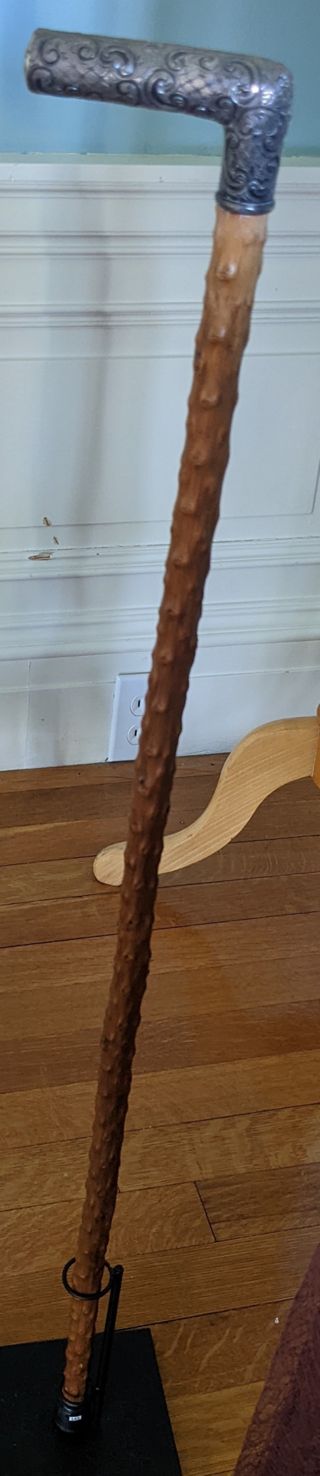 Engraved Silver-Handled Cane