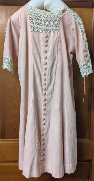 Pink Girls Dress with Lace Insert Sleeves