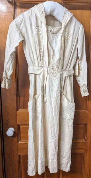 Cream Linen Dress with Sailor Collar