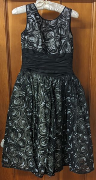 White and Black Rosette Party Dress