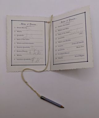 Dance Card with Attached Pencil