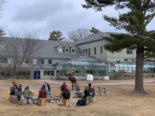 Class Gathered Around a Fire, March 11, 2021