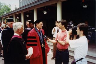 Steve Katona being interviewed at his inauguration