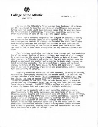 COA Newsletter, December 1, 1972