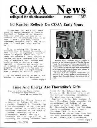 COAA News, March 1987