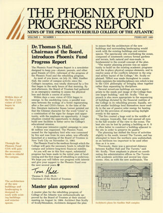 The Phoenix Fund Progress Report, v. 1 n. 1, February 1985
