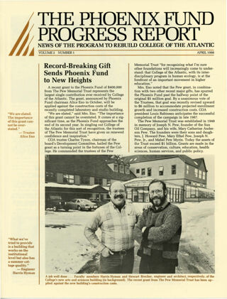 The Phoenix Fund Progress Report, v. 2 n. 1, April 1986
