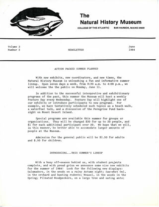 Dorr Museum Newsletter, June 1984
