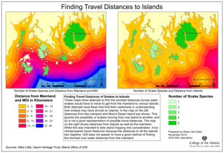 Finding Travel Distances of Snakes to Islands on the Coast of Maine