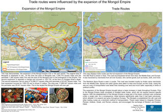 Trade routes were influenced by the expanion of the Mongol Empire