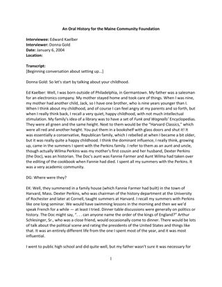 Oral history of Edward Kaelber, transcript