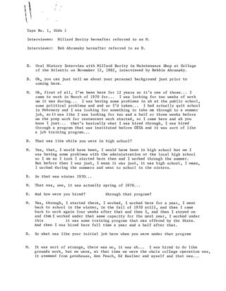 Oral history of Millard Dority, transcript