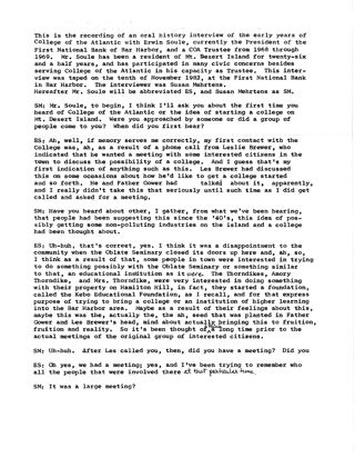 Oral history of Erwin Soule, transcript