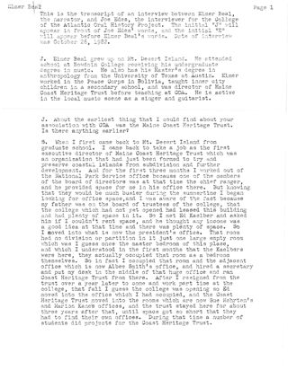 Oral history of Elmer Beal, transcript