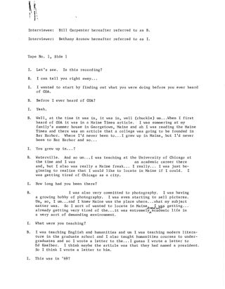 Oral history of Bill Carpenter, transcript