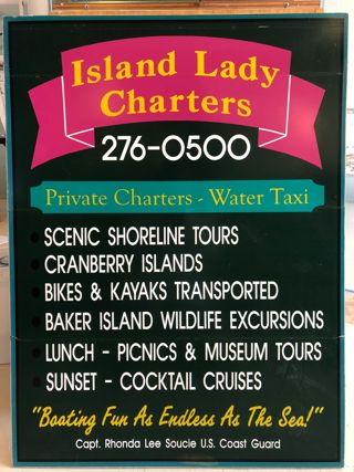 Sign for Island Lady Charters