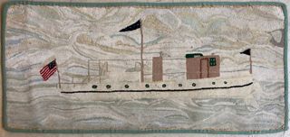 Hooked Rug with Motorboat