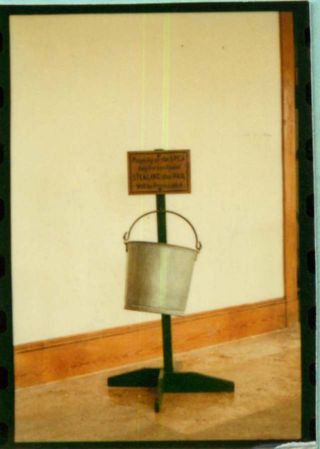 SPCA solicitation pail with stand and sign