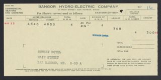 Bangor Hydro-Electric Company Invoice, May 13, 1937