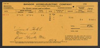 Bangor Hydro-Electric Company Invoice, May 13, 1936