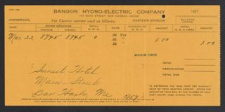 Bangor Hydro-Electric Company Invoice, March 22, 1937 (1)