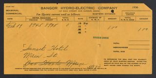 Bangor Hydro-Electric Company Invoice, February 19, 1936