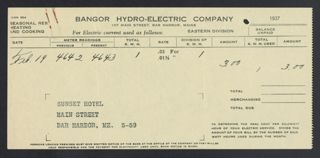 Bangor Hydro-Electric Company Invoice, February 19, 1937