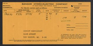 Bangor Hydro-Electric Company Invoice, October 22, 1936 (1)