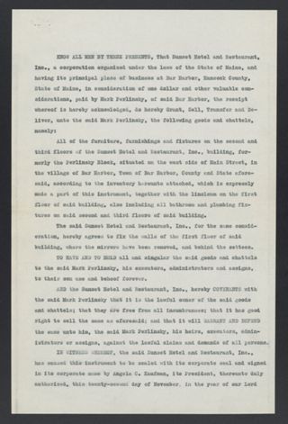 Sunset Hotel and Restaurant Transfer of Goods to Mark Perlinsky Legal Notice, November 22, 1938