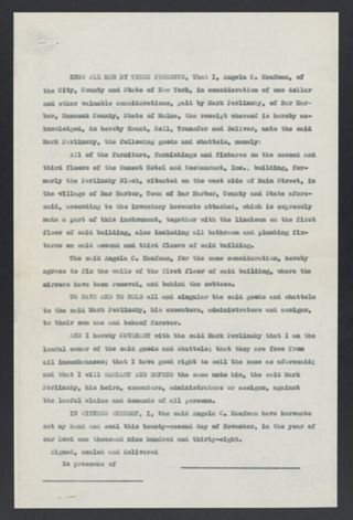 Angela C. Kaufman Transfer of Goods to Mark Perlinsky Legal Notice, November 22, 1938