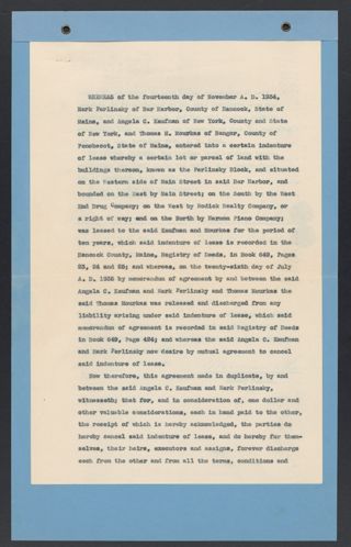 Perlinsky, Kaufman, and Mourkas Contract Cancellation Legal Notice, November 21, 1938