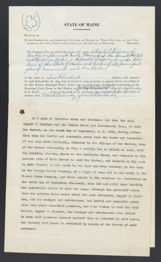 Angela C. Kaufman Court Summons Legal Notice, September 12, 1938 (2)