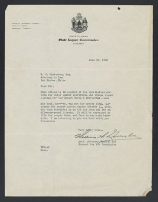 William W. Gallagher to R.C. Masterman Letter, June 22, 1938