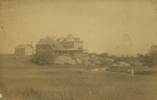 View looking toward the Wedge and the Rock End Hotel, Northeast Harbor
